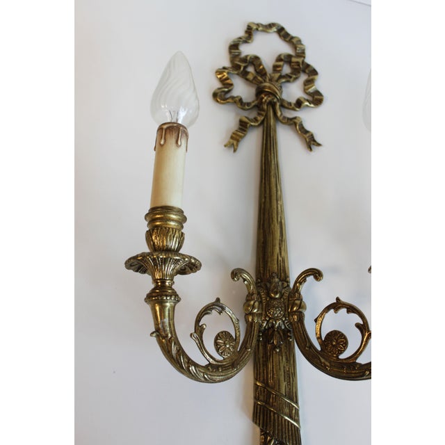 Gilt Bronze Wall Sconces, Set of 2 For Sale - Image 6 of 12