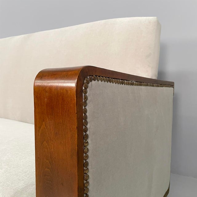 Gray Italian Art Deco Sofa in Wood and Grey Velvet, 1930s For Sale - Image 8 of 13