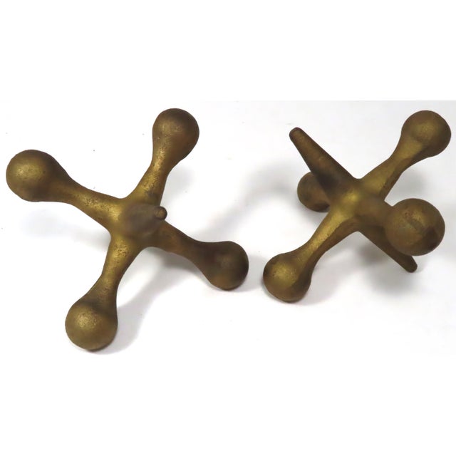 Giant Size Pair of Vintage Mid Century Cast Iron Jacks for Decoration