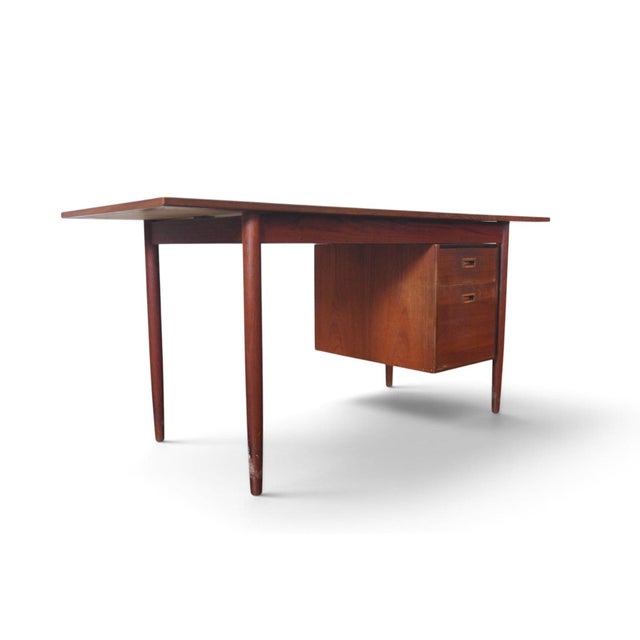Wood Scandinavian Modern Drop Leaf Desk With Movable Case in Teak For Sale - Image 7 of 16