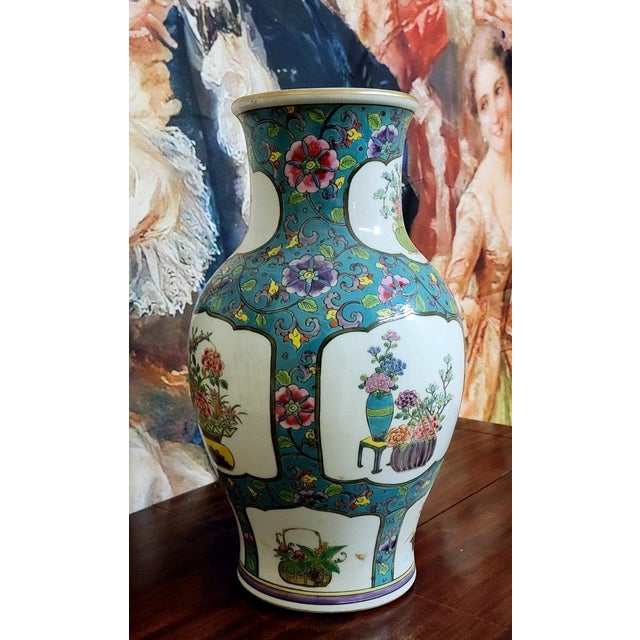 Porcelain Vase with Floral Decoration, 1890s For Sale - Image 3 of 7