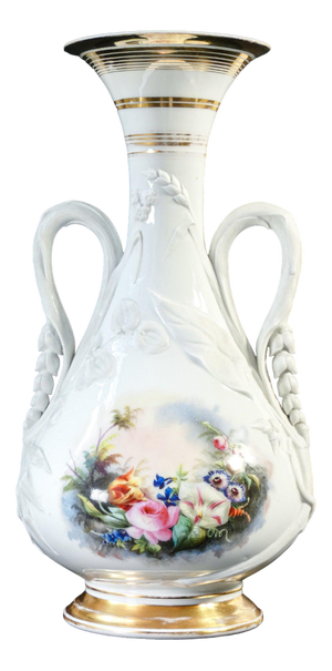 Hand Painted Ceramic Vase with Bas -Reliefs