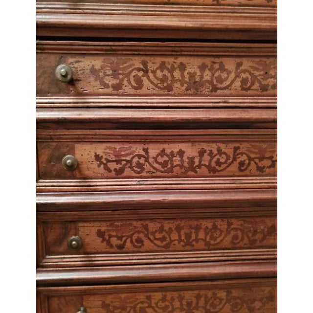 Italian Walnut Marquetry Inlaid Men's Semainier Tall Chest of Drawers For Sale - Image 10 of 11