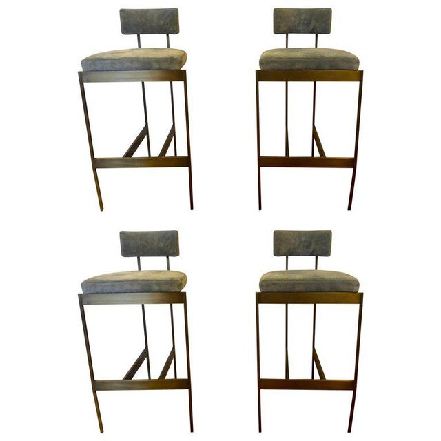 Suede Bar Stools, Set Of Four Powell And Bonnell Alto Suede Bar Stools Chairish