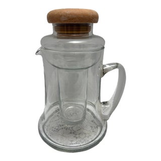 Vintage Glass Pitcher With Internal Ice Chamber For Sale