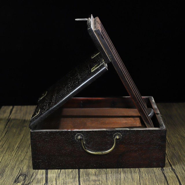 Late 20th Century Huali Rosewood Folding Book Stand Box With Drawer For Sale - Image 5 of 10