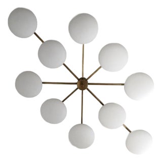 21st Century Dieci Bronze Matte White Murano Flush Mount by Fabio LTD For Sale