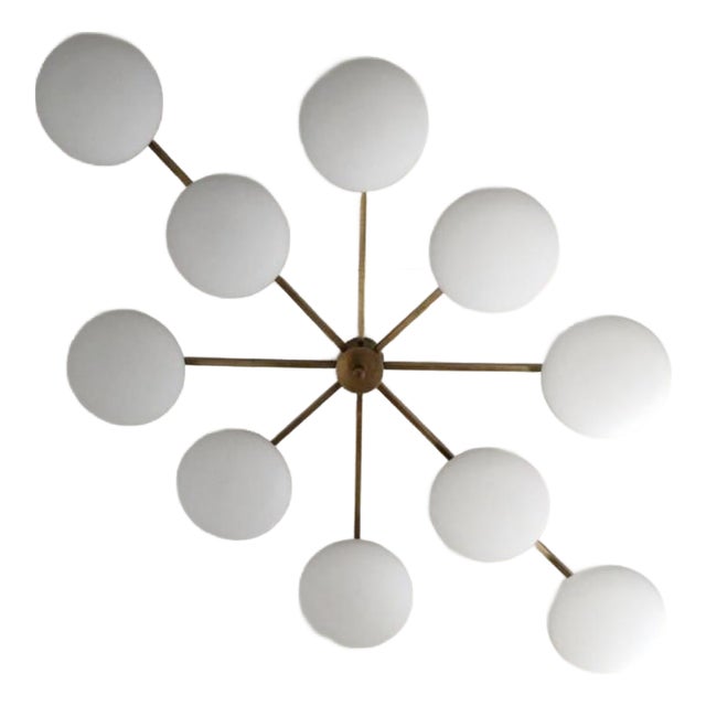 21st Century Dieci Bronze Matte White Murano Flush Mount by Fabio LTD For Sale