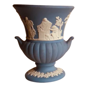 1930s Wedgwood Jasperware Neoclassical Urn Vase With Allegorical Motifs