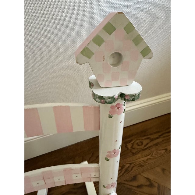 Shabby Chic Vintage Children's Hand Painted Rocking Chair For Sale - Image 3 of 11