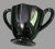 Art Deco Mid 20th Century Vintage Art-Deco Ebony Black Glass Creamer & Sugar Set For Sale - Image 3 of 5