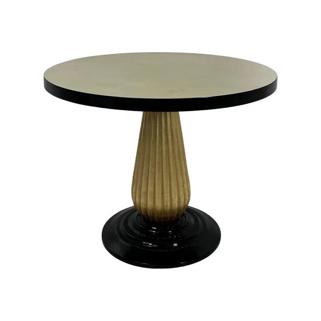 Beige Italian Art Deco Style Parchment, Black Lacquer and Gold Leaf Coffee Table, 1980s For Sale - Image 8 of 8