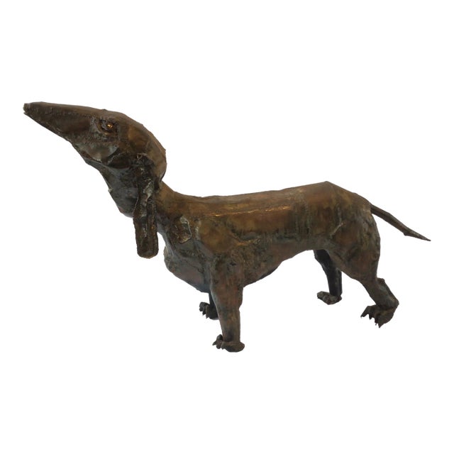 Large Brutalist Sculpture of Dachshund by David Brown For Sale