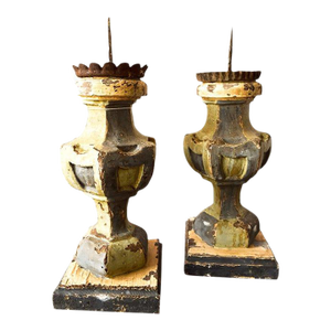 18th Century Carved Candlestick Bases - a Pair