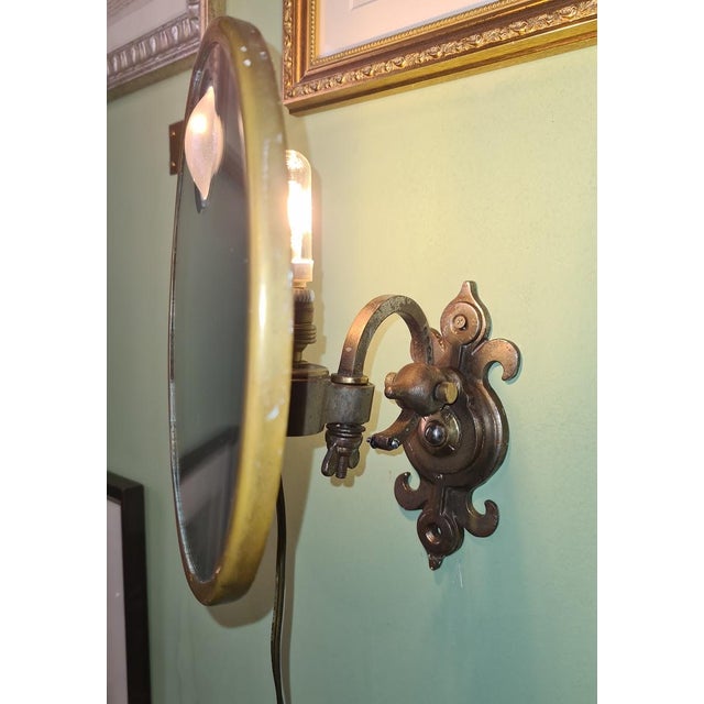 French Art Deco Illuminated Shaving Mirror, Attributed to Maison Brot, Paris, Circa 1930 For Sale - Image 9 of 15
