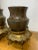 Traditional Pair of Vintage Small Marble Urns on Ornate Brass Stands For Sale - Image 3 of 5