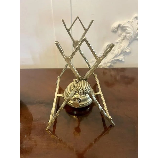 Metal Antique Victorian Brass Spirit Kettle on Stand, 1880 For Sale - Image 7 of 11