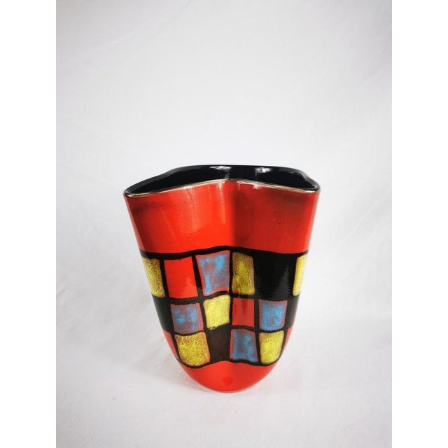 Red Corolla Vase in Elchinger Ceramic For Sale - Image 8 of 9