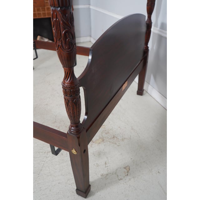 Henkel Harris Queen Size Rice Carved Mahogany Poster Bed For Sale - Image 13 of 17