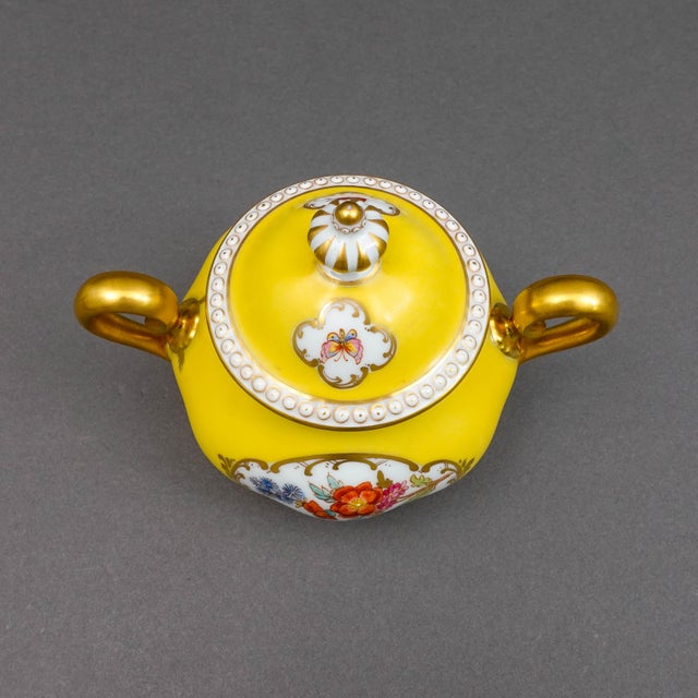 Mid 20th Century Rosenthal Bavaria Dresden Yellow Gold Gilt Floral Porcelain Sugar Bowl For Sale In Miami - Image 6 of 9