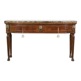Henredon Historic Natchez Mahogany Marble Top Sideboard Hall Table Paw Foot For Sale