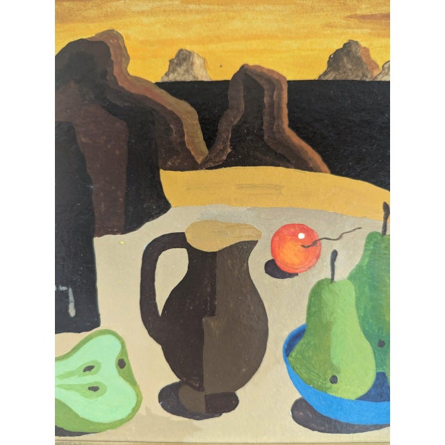 Vintage 'Surrealist Still Life' Original Still Life Landscape Tempera Painting by Swedish Artist Eric Cederberg (1897-1984), Framed For Sale - Image 11 of 12