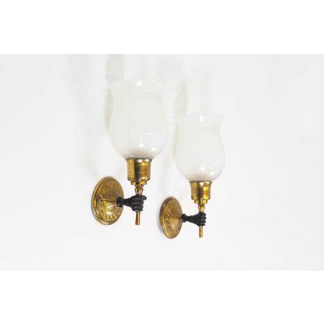 Vintage Brass Torch Holding Hand Wall Sconces, 1950s, Set of 2 For Sale - Image 9 of 9