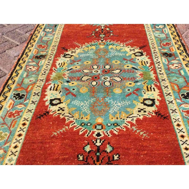 1940s Vintage Turkish Oushak Runner Rug - 37" X 140" For Sale - Image 5 of 11