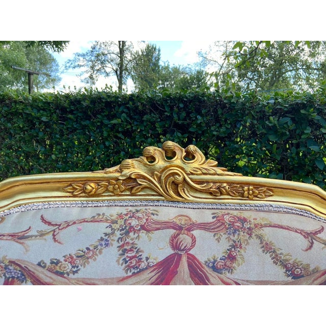Late 20th Century Late 20th French Louis XVI Gold and Velvet Settee For Sale - Image 5 of 12