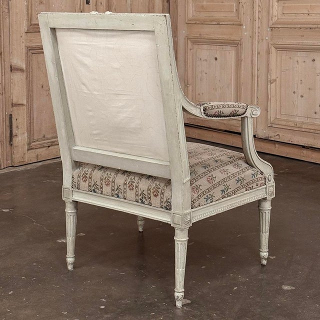 19th Century Louis XVI Painted Salon Armchair ~ Fauteuil For Sale - Image 14 of 17