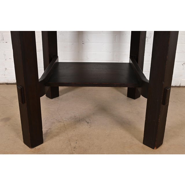 Wood Miller Cabinet Co. Antique Mission Oak Arts & Crafts Center Table or Lamp Table, Circa 1910 For Sale - Image 7 of 10