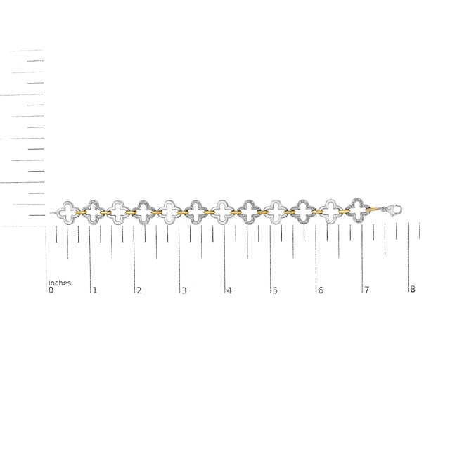 Early 21st Century .925 Two-tone Sterling Silver 1/10 Cttw Natural Round Diamond Fashion Tennis Bracelet (I-J Color, I1-I2 Clarity) - 7" For Sale - Image 5 of 5