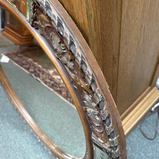 Vintage Baroque Style Carved Round Wall Mirror For Sale - Image 9 of 12