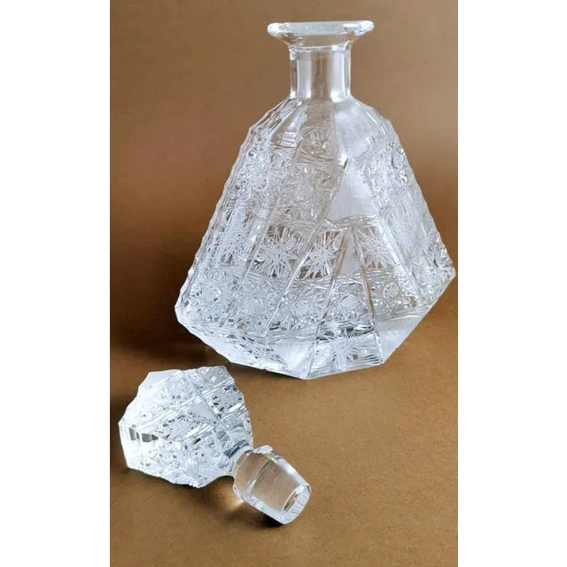 Biedermeier Bohemian Cut & Ground Crystal Liquor Bottle, 1920s For Sale - Image 6 of 13