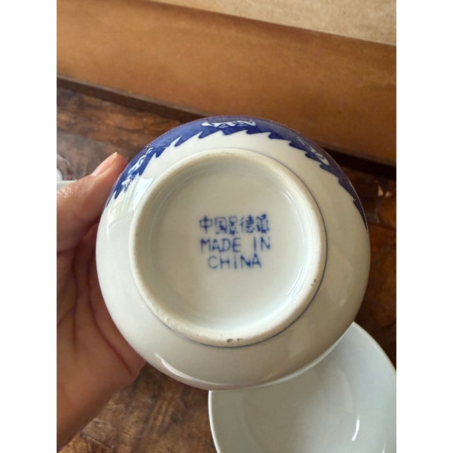 Blue Vintage Chinese Blue and White Scholar Bowls Porcelain - Set of 5 For Sale - Image 8 of 8