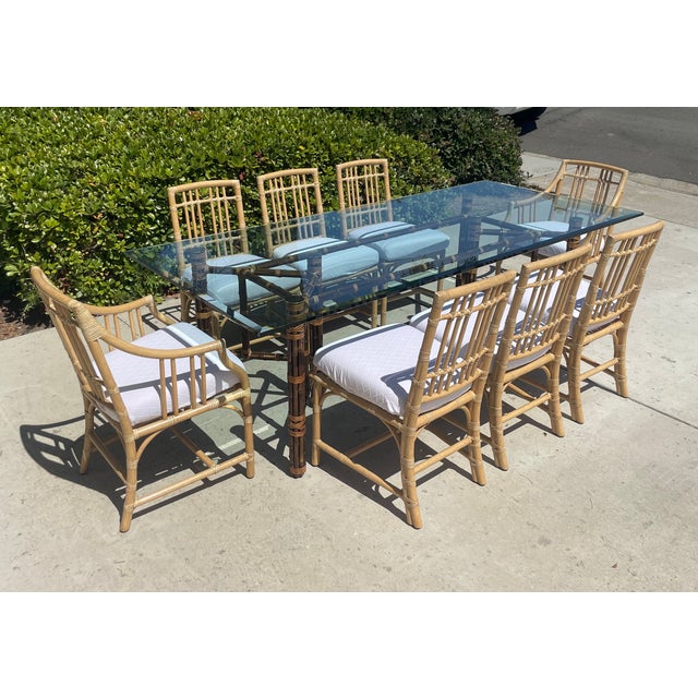 Baker McGuire Rattan Dining Chairs, Balboa Collection a Set of Eight For Sale - Image 16 of 18