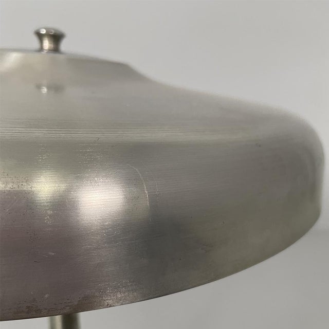 Italian Art Deco Table Lamp in Aluminum and Opaline Glass, 1940s For Sale - Image 10 of 18