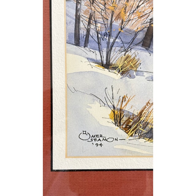 Original Omer Seamon Watercolor "Bridgeton Bridge" 1994 For Sale In Raleigh - Image 6 of 16