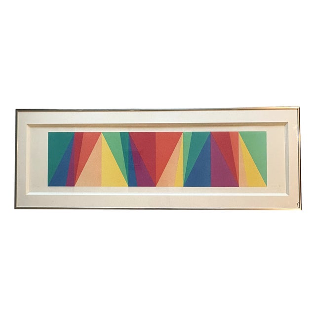 1970s Max Bill Signed Limited Edition Geometric Rainbow Abstract Lithograph Painting 68/100 For Sale