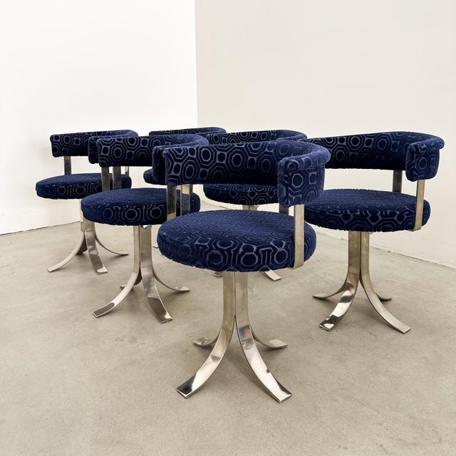 Blue Vintage 1970s Osvaldo Borsani Set of 6 Dining Chairs For Sale - Image 8 of 11