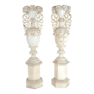 Monumental Alabaster Vases - A Pair
