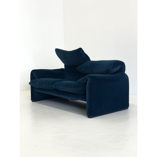 Blue Green Cassina Maralunga Sofa by Vico Magistretti, 1990s, in Very Good conditions. Designed 1970 to 1979 This piece...