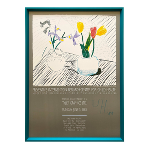 David Hockney Vintage 1988 Hand Signed Lithograph Print Framed Pop Art Exhibition Poster " White Porcelain " 1985