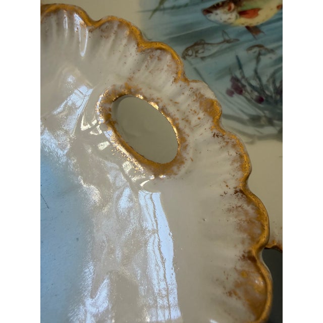 Antique Limoges France Fish Serving Set. Includes One-24” Fish Platter & Eight 9” Plates For Sale - Image 11 of 12
