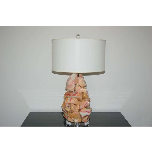 Swank Lighting Sculpted Glass Table Lamps in Pink For Sale - Image 4 of 8