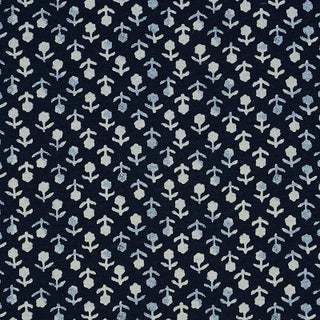 Schumacher Beatriz Handprint Fabric in Indigo For Sale