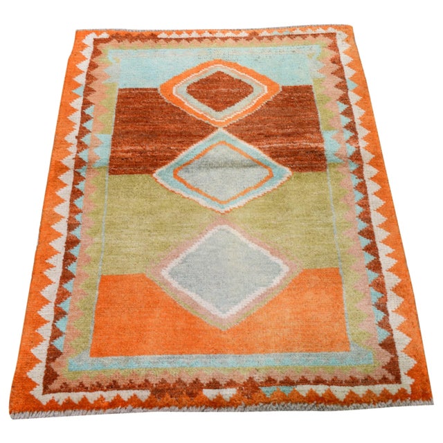 Vintage Gabbeh Wool Professional Hand Knotted Rug, 2'8x3'9 For Sale - Image 4 of 5