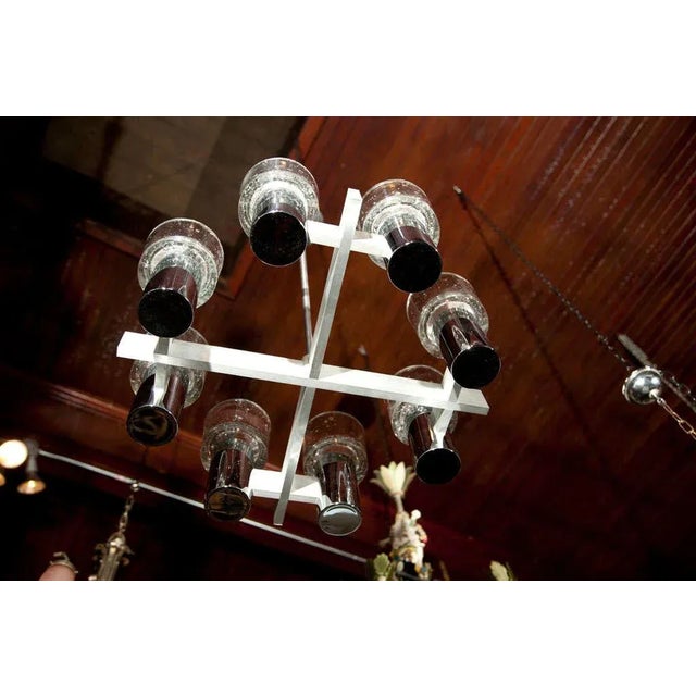 Lightolier Chrome and Glass Chandelier For Sale In New York - Image 6 of 8