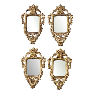 Small Antique Gilded Mirrors from Piedmont, 1700s, Set of 4 For Sale