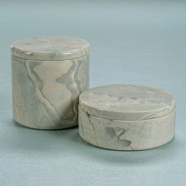 Tasman Blue Onyx Canister Jar, 4.25" x 4.25" For Sale - Image 4 of 5